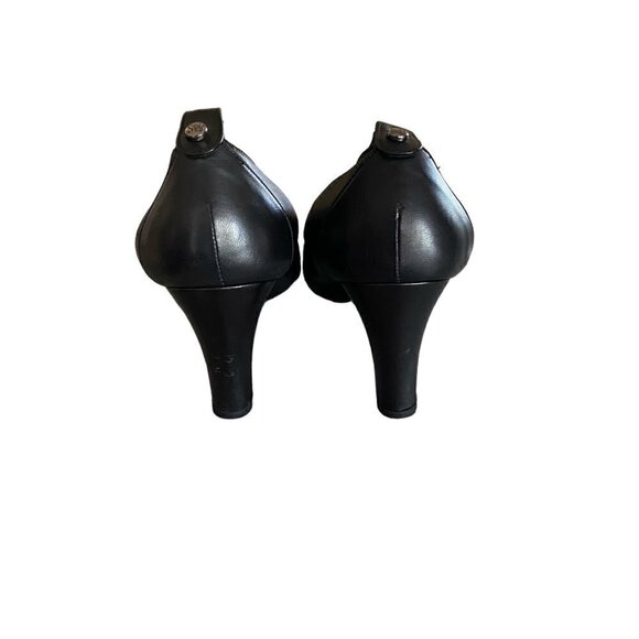 Stuart Weitzman Easily Elastic Black Leather Heels 8.5 - Picture 4 of 5